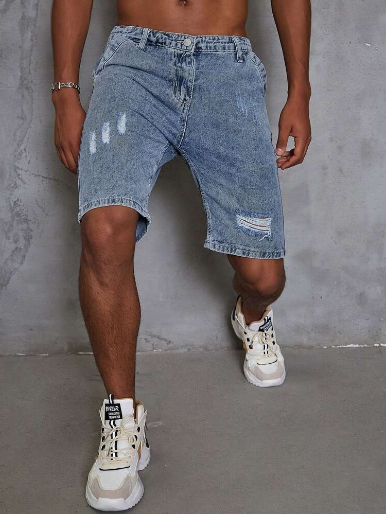   Plain Men Denim Shorts 1105