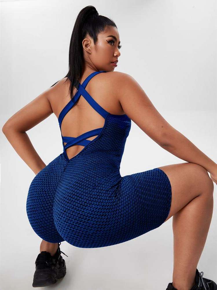  Backless Blue Women Plus Activewear 2454