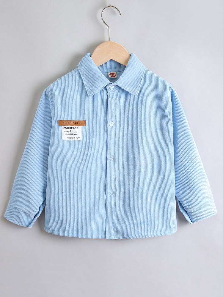 Long Sleeve Blue Patched Casual Toddler Girl Blouses 3325