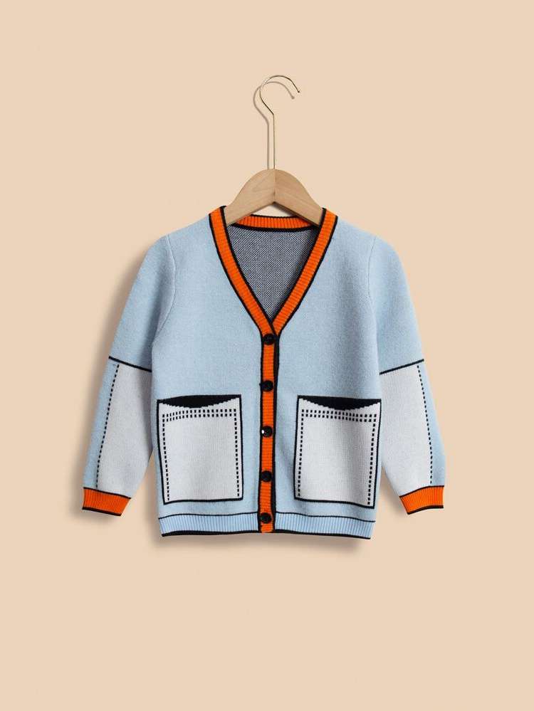  Long Sleeve Casual V neck Kids Clothing 6821