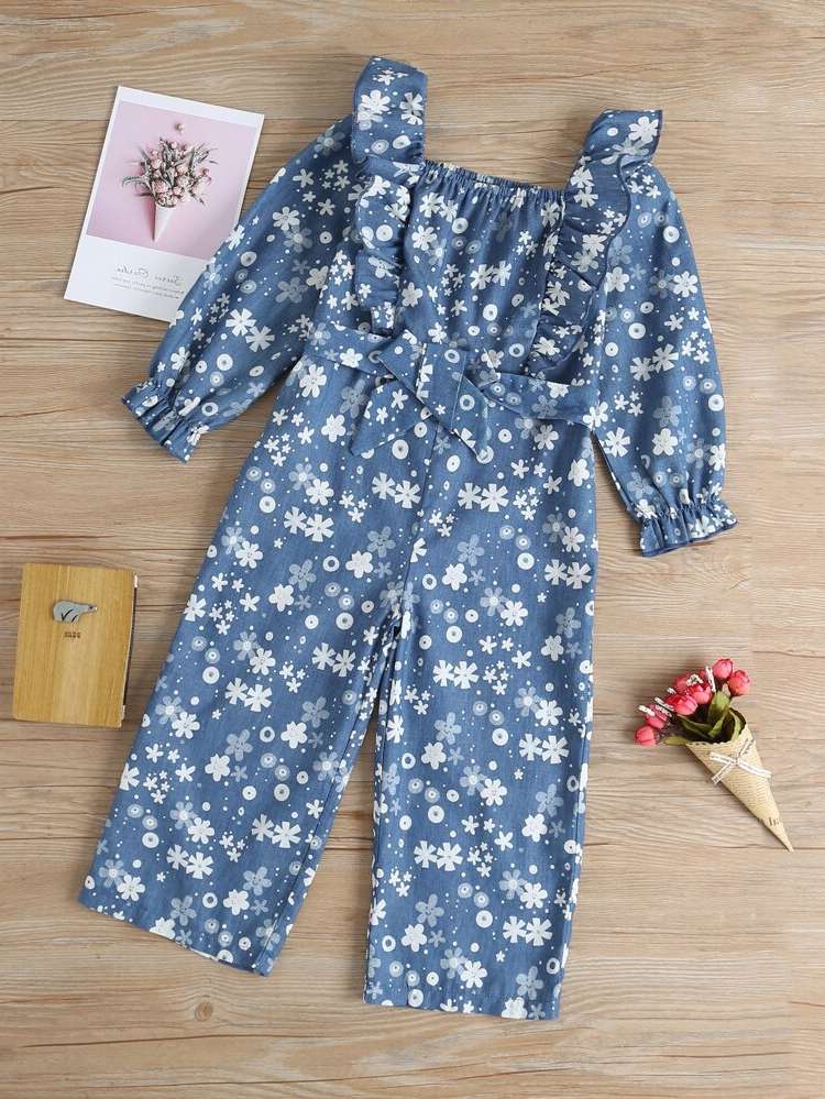 Long Sleeve Regular Fit Square Neck Long Toddler Girls Clothing 5377