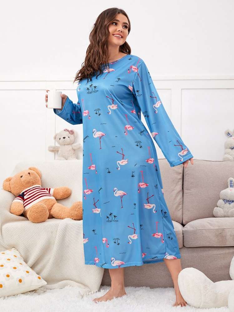  Round Neck  Plus Size Nightgowns  Sleepshirts 5645