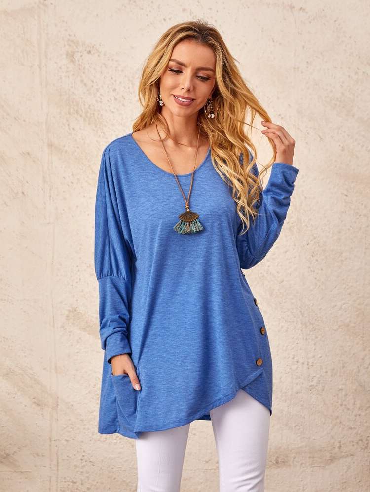  Long Plain Long Sleeve Women T-Shirts 7554