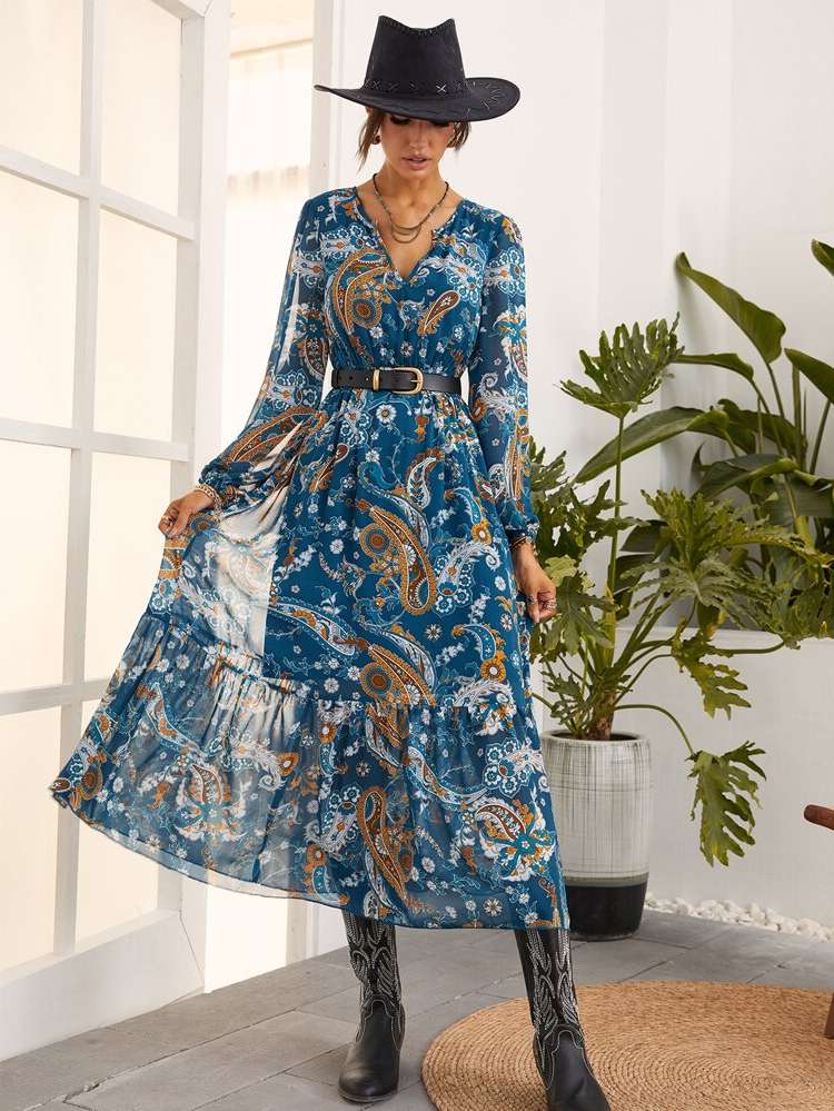  Regular Fit Paisley Women Dresses 9222