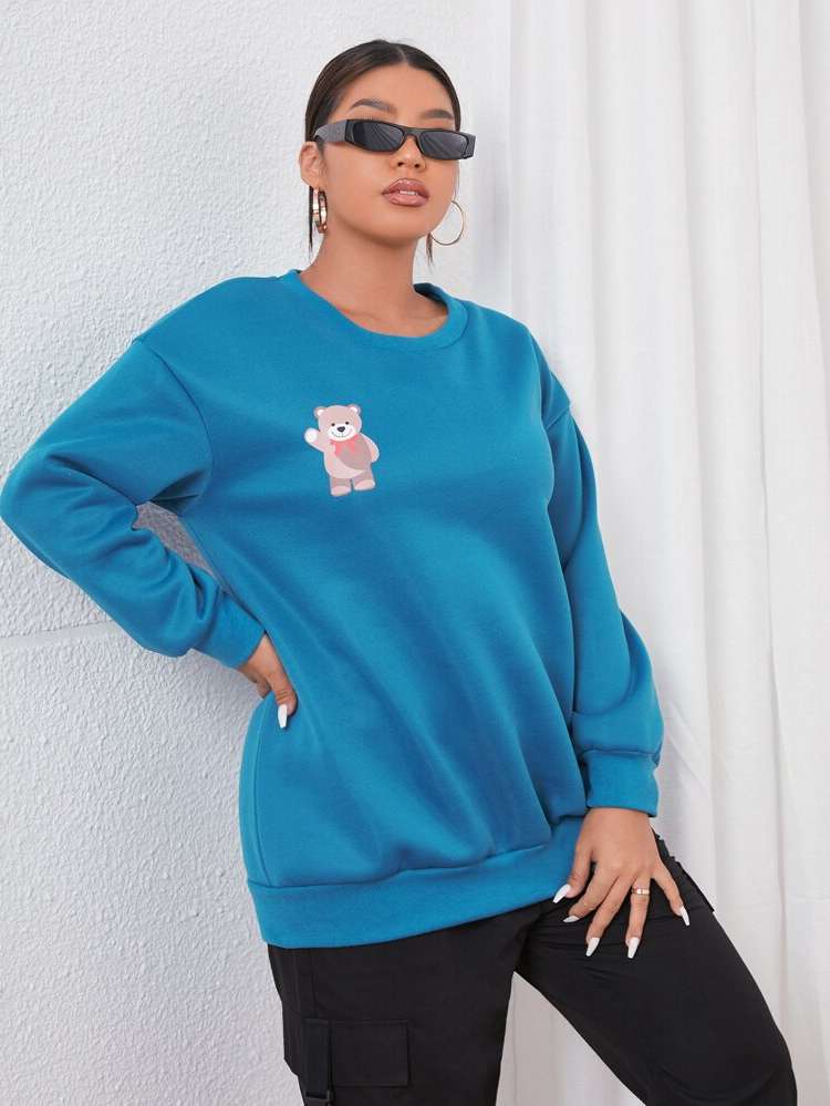 Cartoon Long Sleeve Regular Fit Women Plus Clothing 31