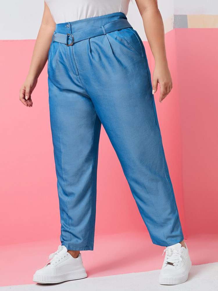  Regular Fit Plain Long Plus Size Bottoms 2345