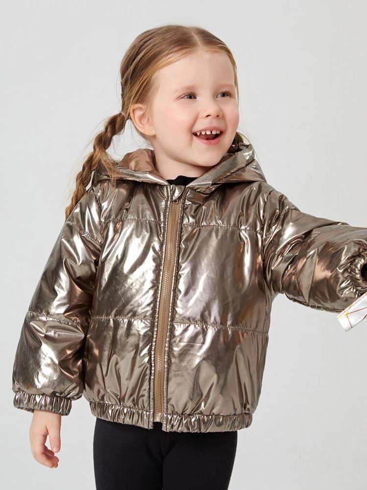 Hooded Zipper Bronze Toddler Girls Clothing 6307