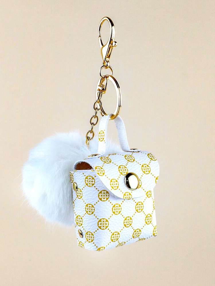  Brown Pom Pom Geometric Keychains 5288