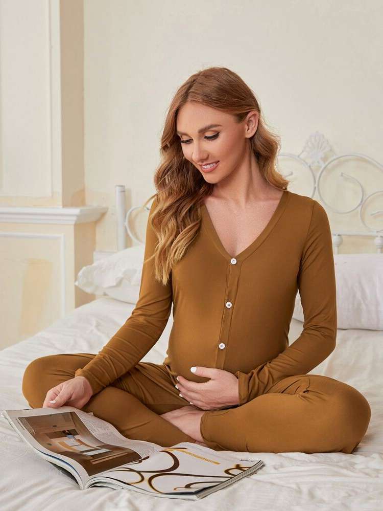 V neck Long Casual Long Sleeve Maternity 1186