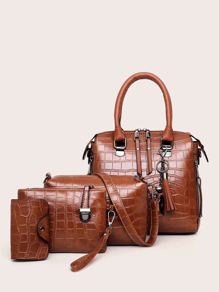 Brown Elegant Crocodile Women Bags 3999