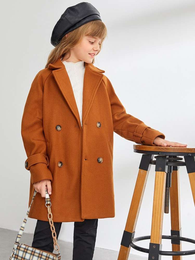 Lapel Long Sleeve Short Dressy Girls Overcoats 1517