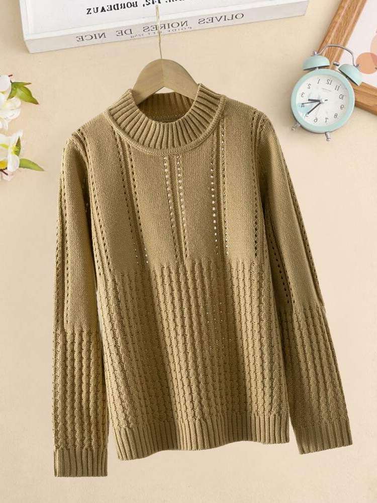  Brown Regular Long Sleeve Girls Sweaters 1580