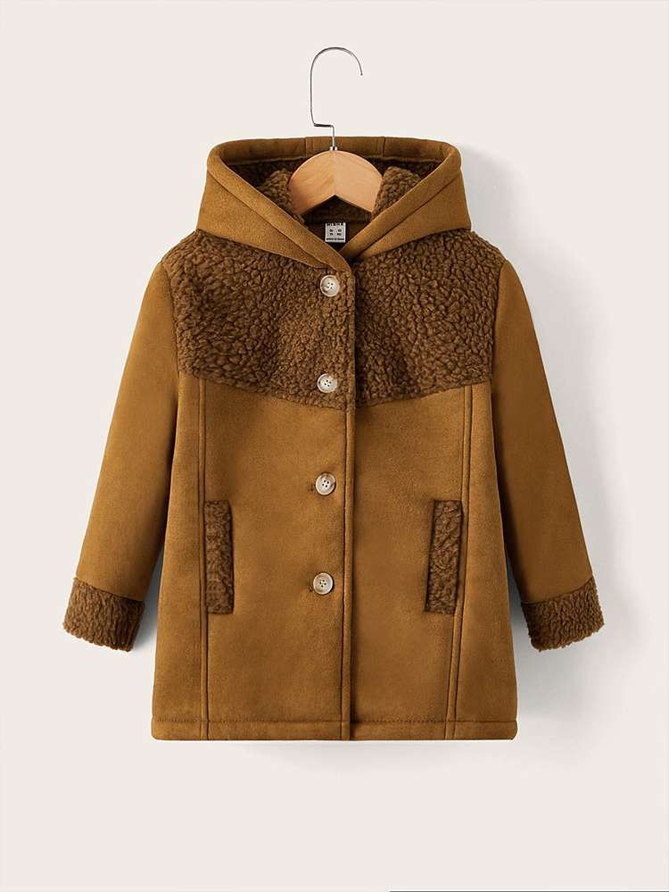 Short Brown Pocket Hooded Toddler Boys Outerwear 1212