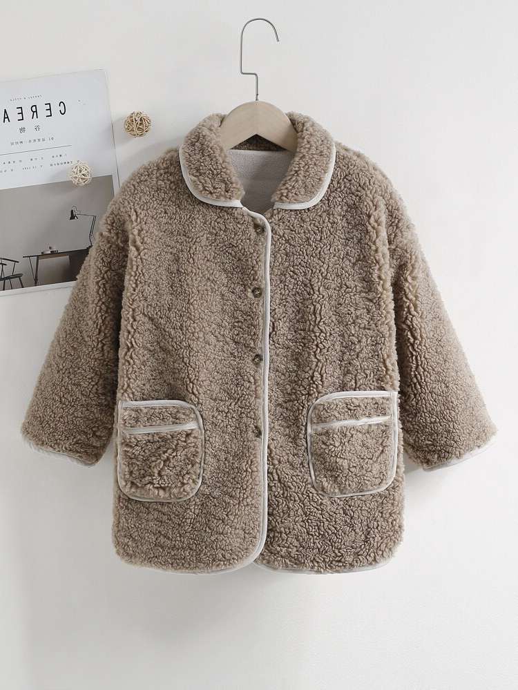 Casual Regular Fit Collar Brown Toddler Girls Outerwear 7354