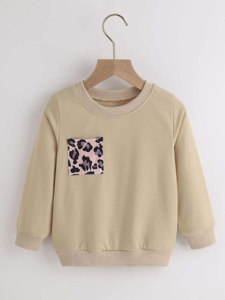 Brown Long Sleeve Casual Toddler Girl Sweatshirts 724