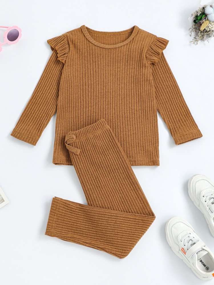  Ruffle Casual Toddler Girl Two-piece Outfits 9096