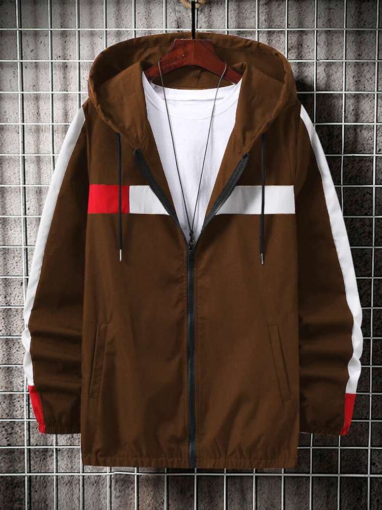 Long Sleeve Hooded Regular Fit Casual Men Outerwear 1172