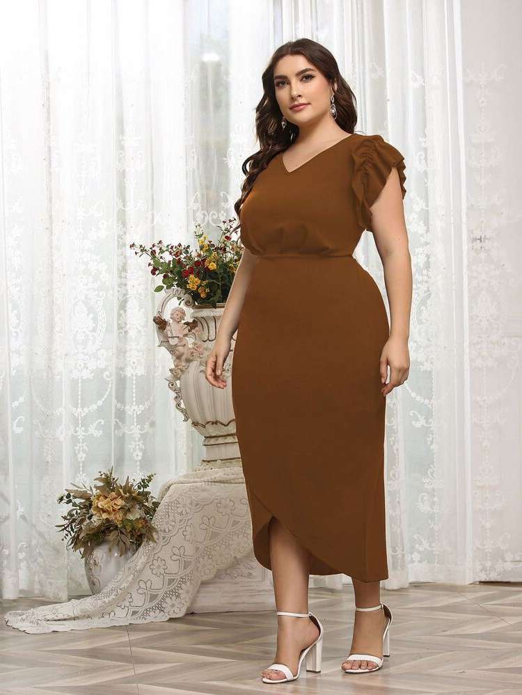 Elegant Sleeveless Regular Fit Plus Size Dresses 8518