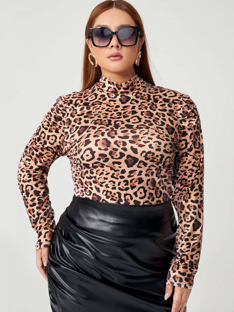 Regular Casual Leopard Plus Size T-shirts 5491