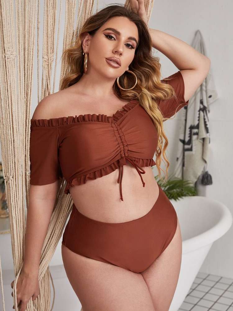 Plain  Plus Size Tankinis 8587