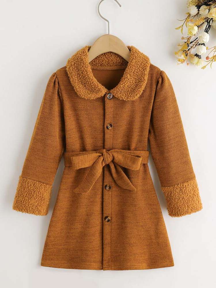  Long Sleeve Collar Brown Kids Clothing 934