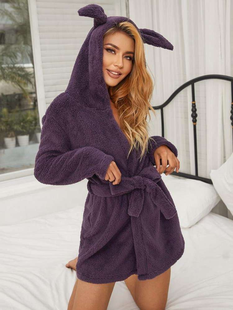 Cute Brown Long Sleeve Women Sleepwear 9352