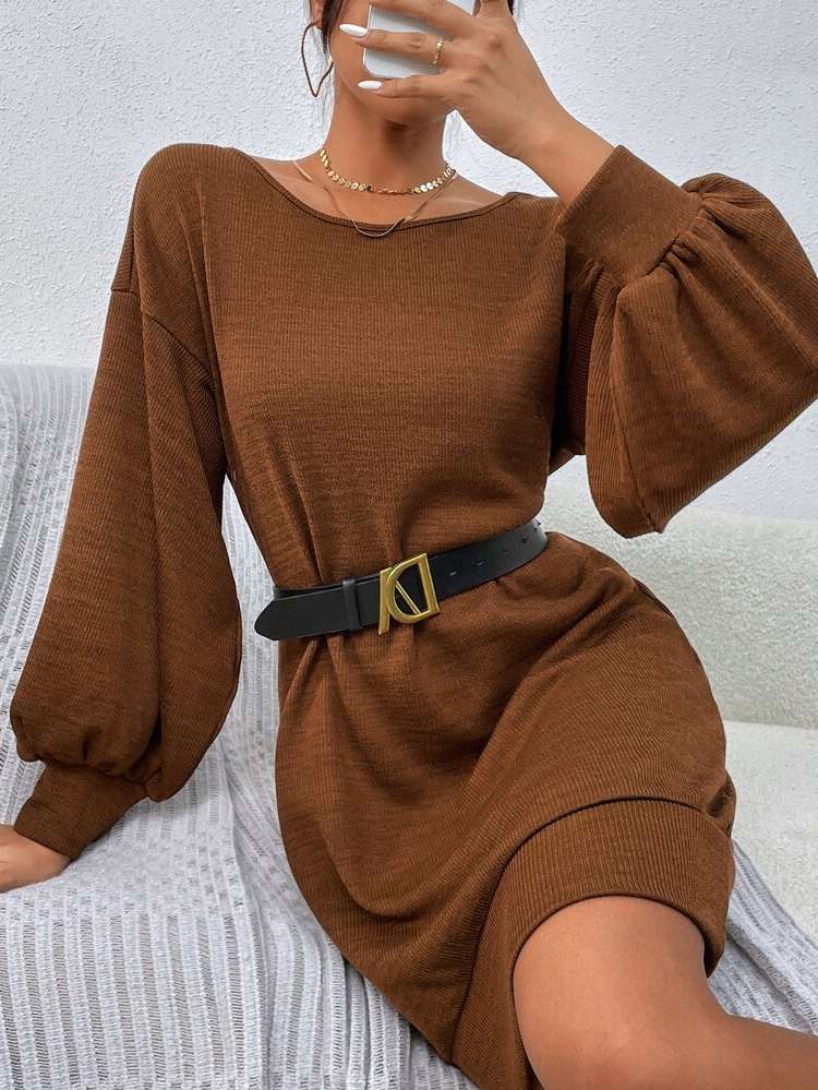  Round Neck Women Sweater Dresses 211