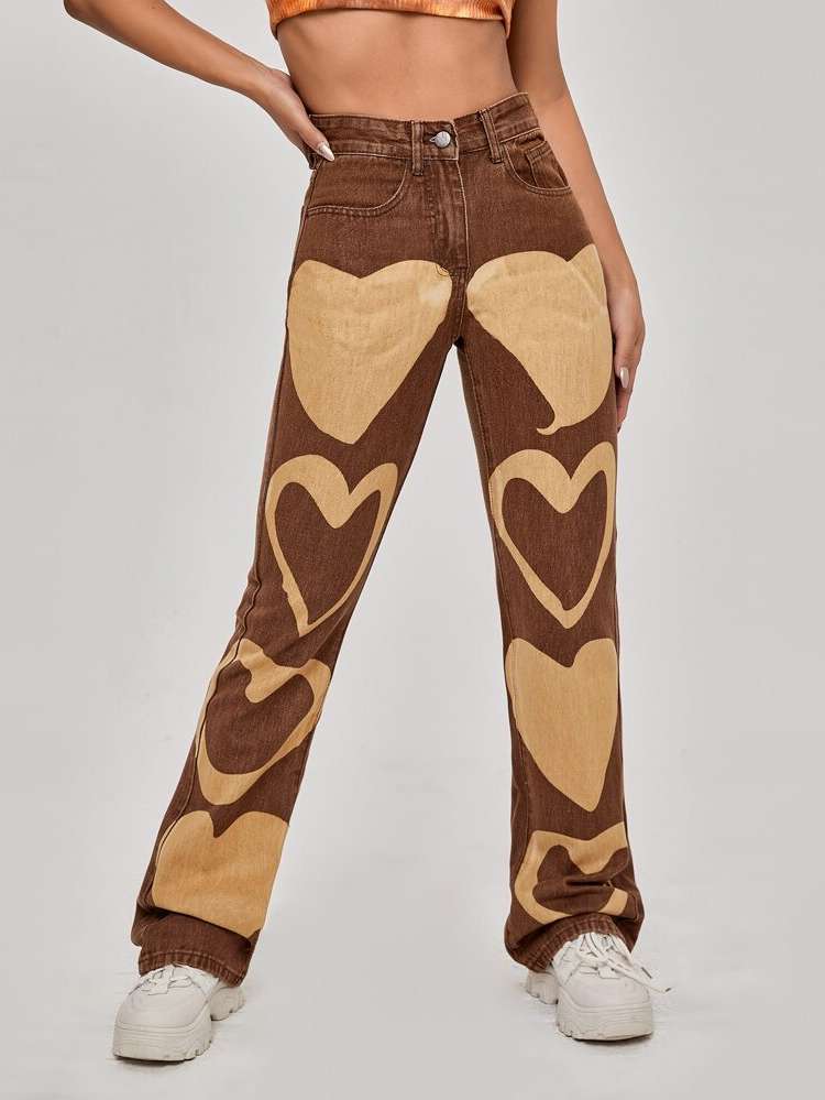 Heart Brown Long Women Denim 301