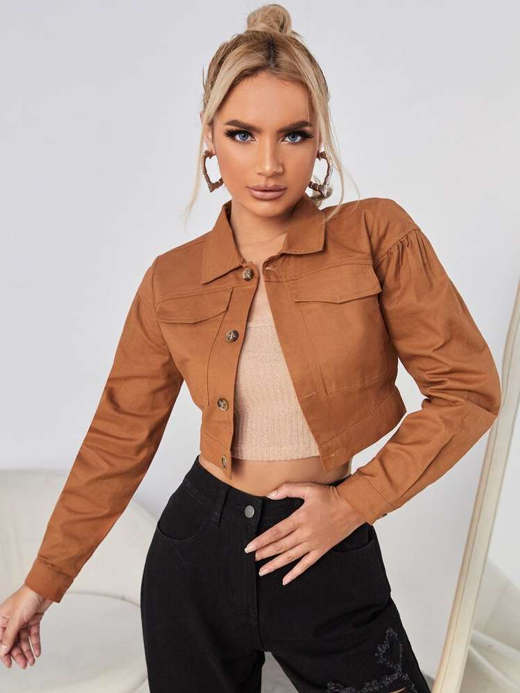 Crop Long Sleeve Regular Fit Casual Women Jackets 599