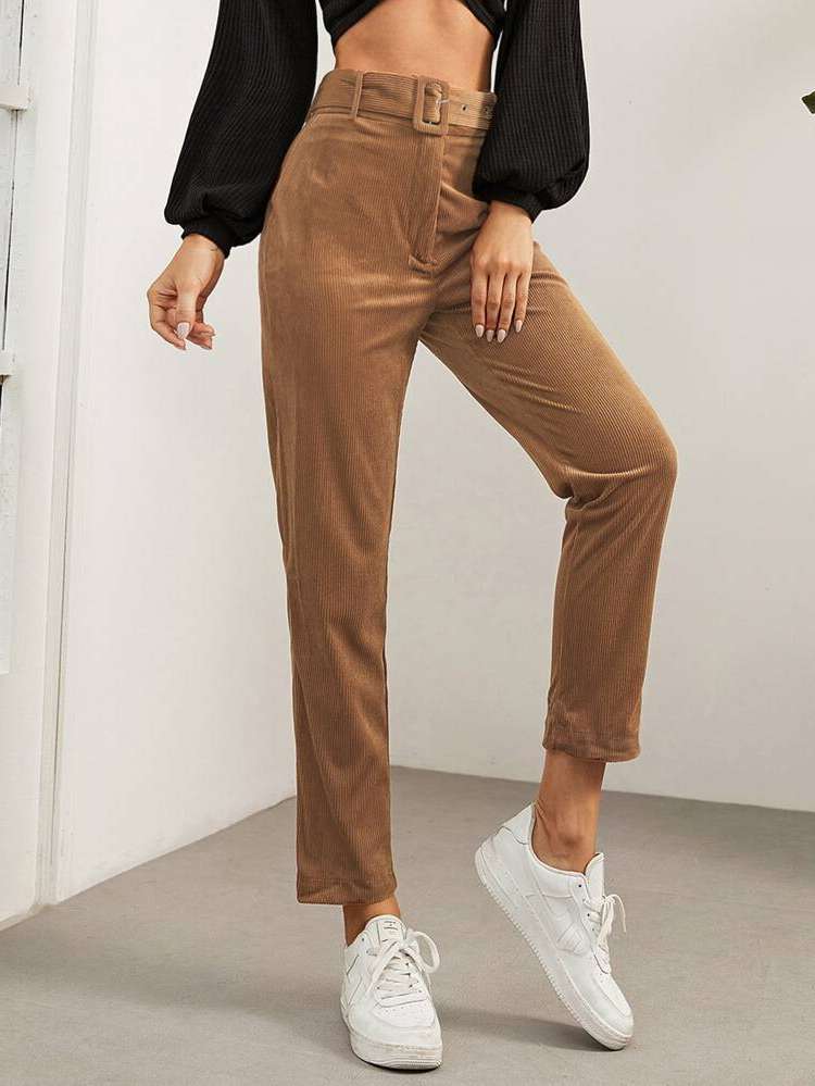 Brown Cropped Regular Fit Women Pants 4122