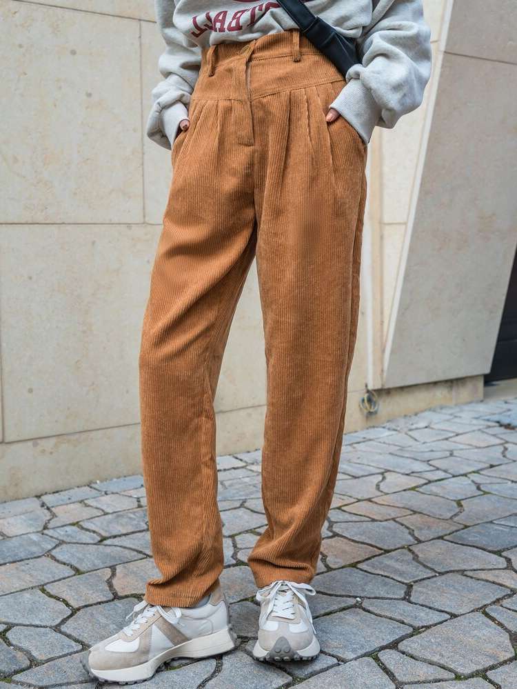 Plain  Brown Women Pants 8146