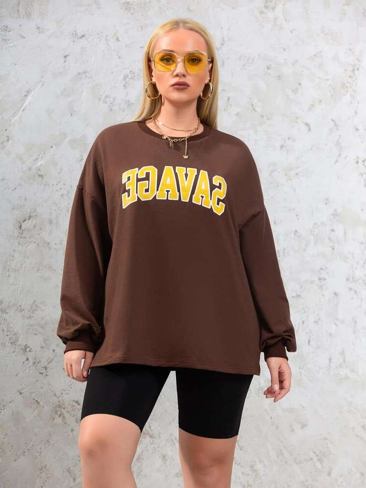 Regular Round Neck Casual Plus Size Sweatshirts 1732