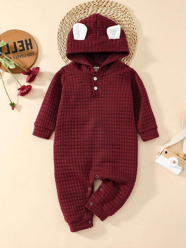 Plain Button Long Sleeve Baby Clothing 1079