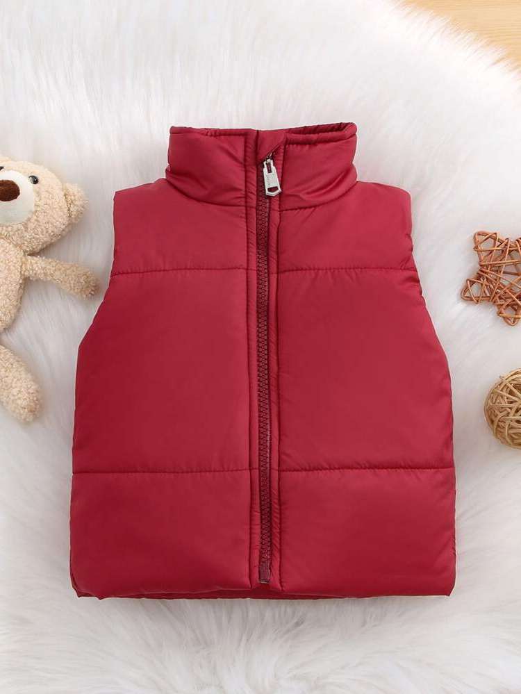 Burgundy Plain Sleeveless Funnel Neck Baby  Mom 7456