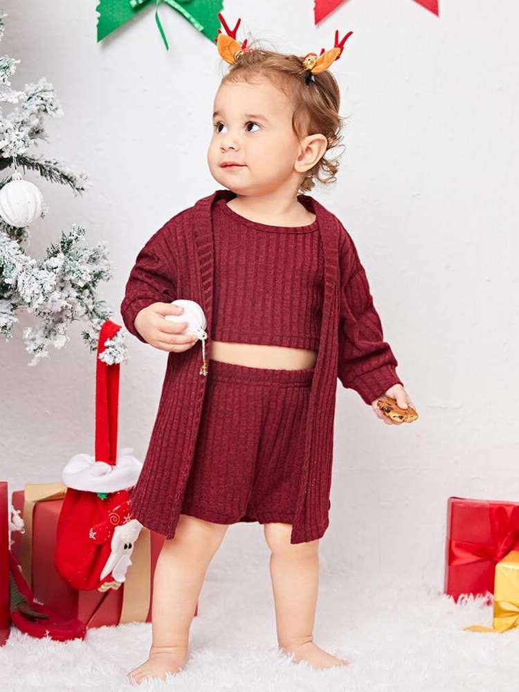  Burgundy Regular Fit Casual Baby Sets 33