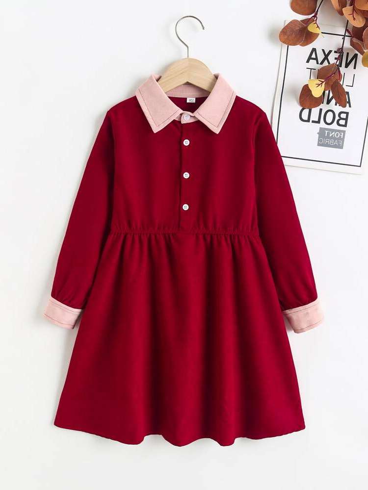 Long Sleeve Short Burgundy Girls Dresses 316