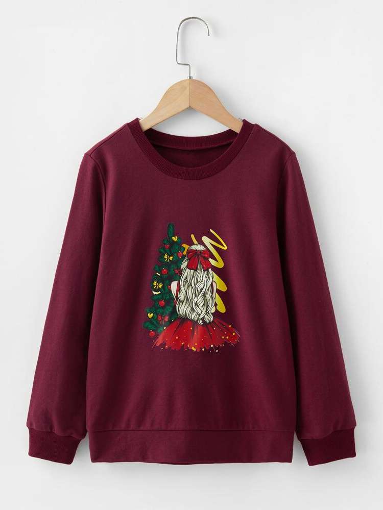  Burgundy Regular Girls Sweatshirts 563