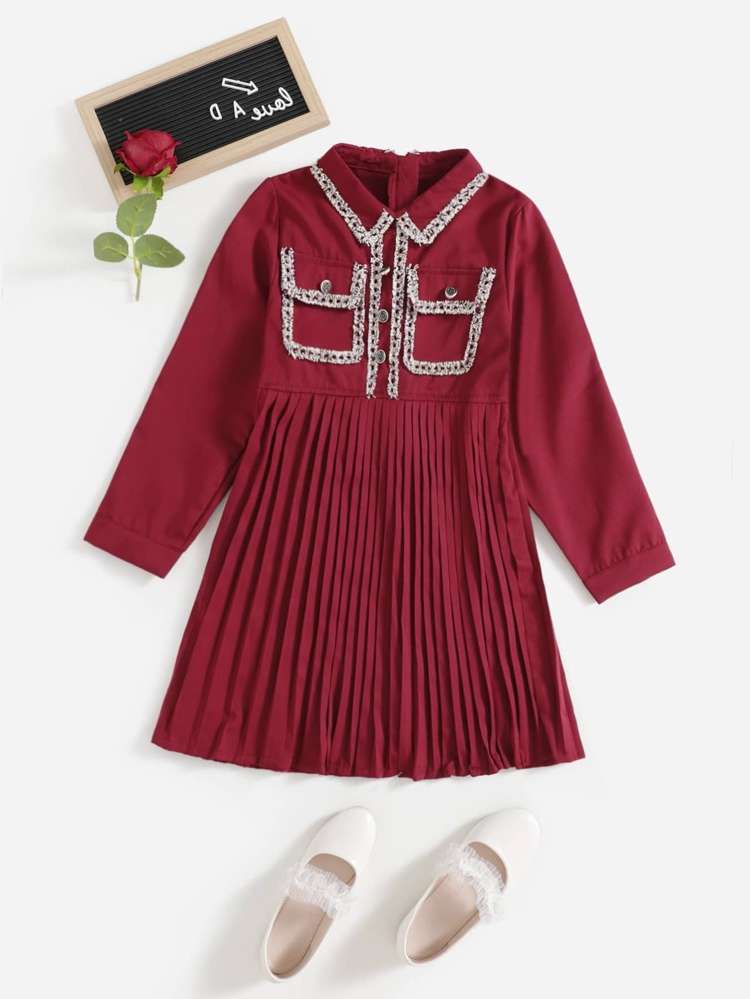 Regular Fit Burgundy Long Sleeve Girls Clothing 8058