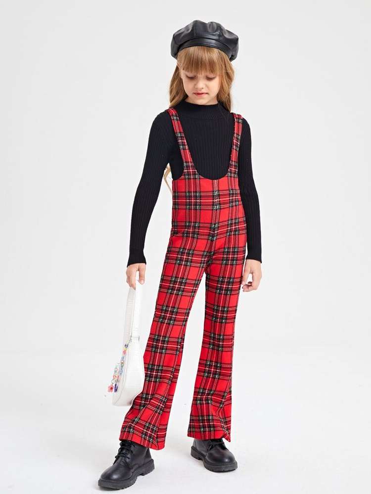 Sleeveless Regular Fit Tartan Long Kids Clothing 8014