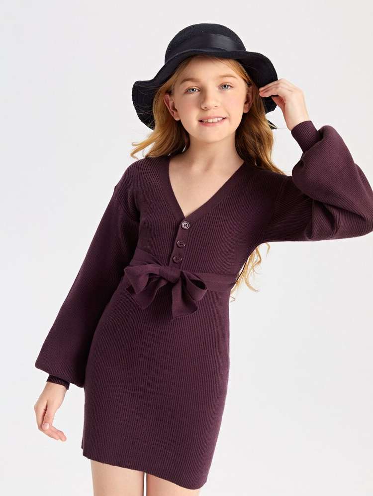 Plain Belted Regular Fit Girls Clothing 3903