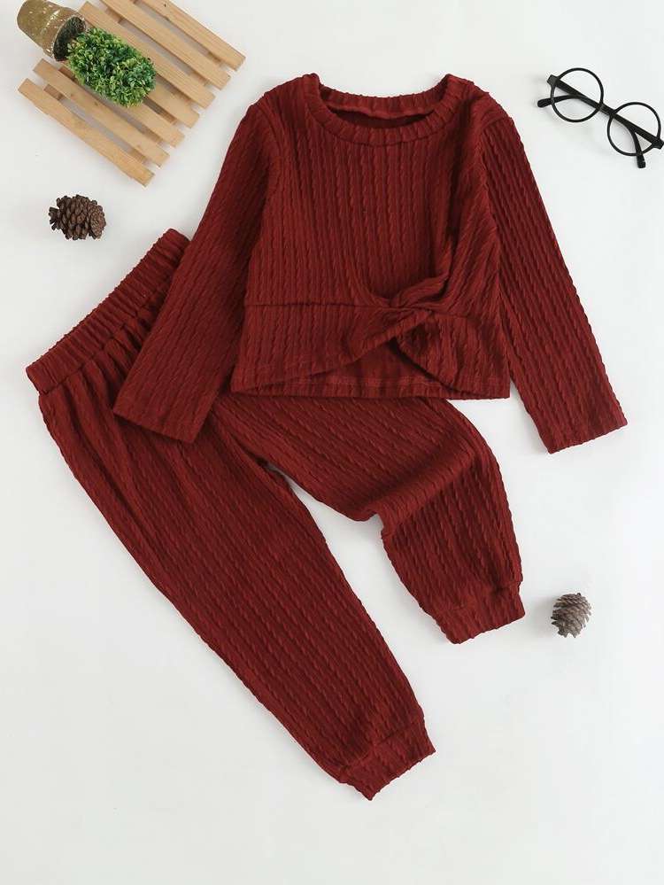 Twist Plain Burgundy Casual Kids Clothing 1934