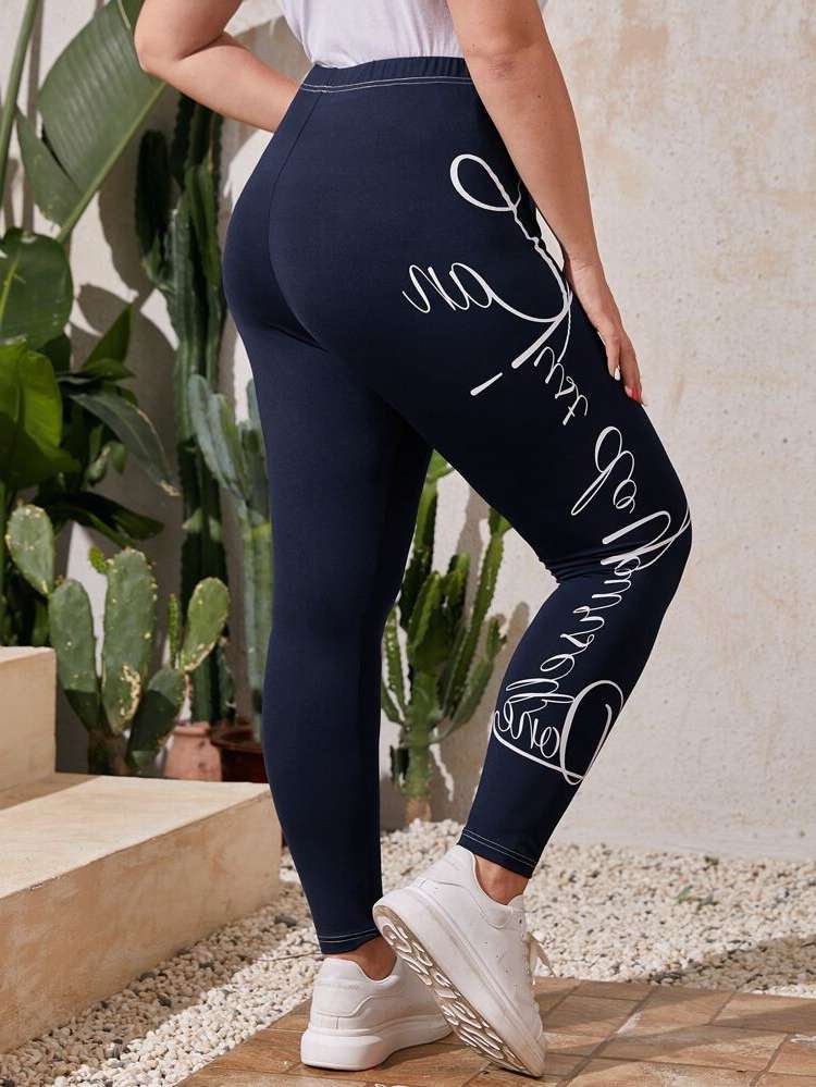  Slogan  Plus Size Leggings 8256