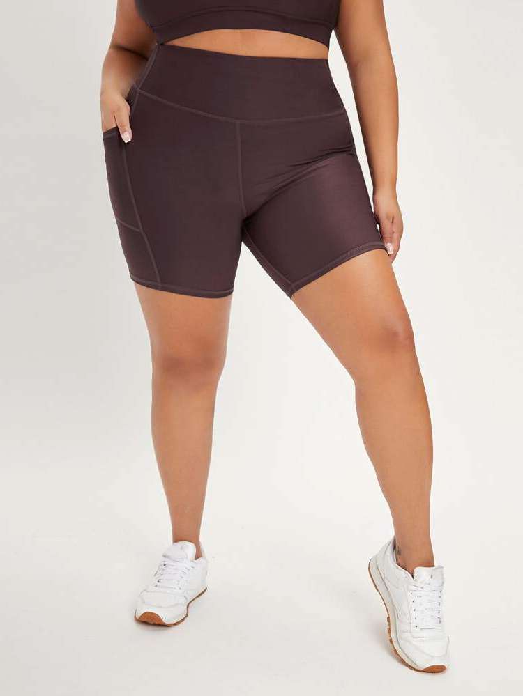 Skinny Pocket Plus Size Sports Shorts 7948