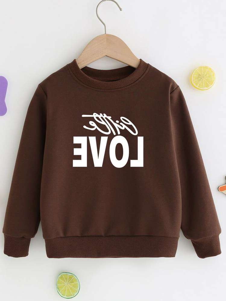 Casual Burgundy Long Sleeve Toddler Girl Sweatshirts 8618