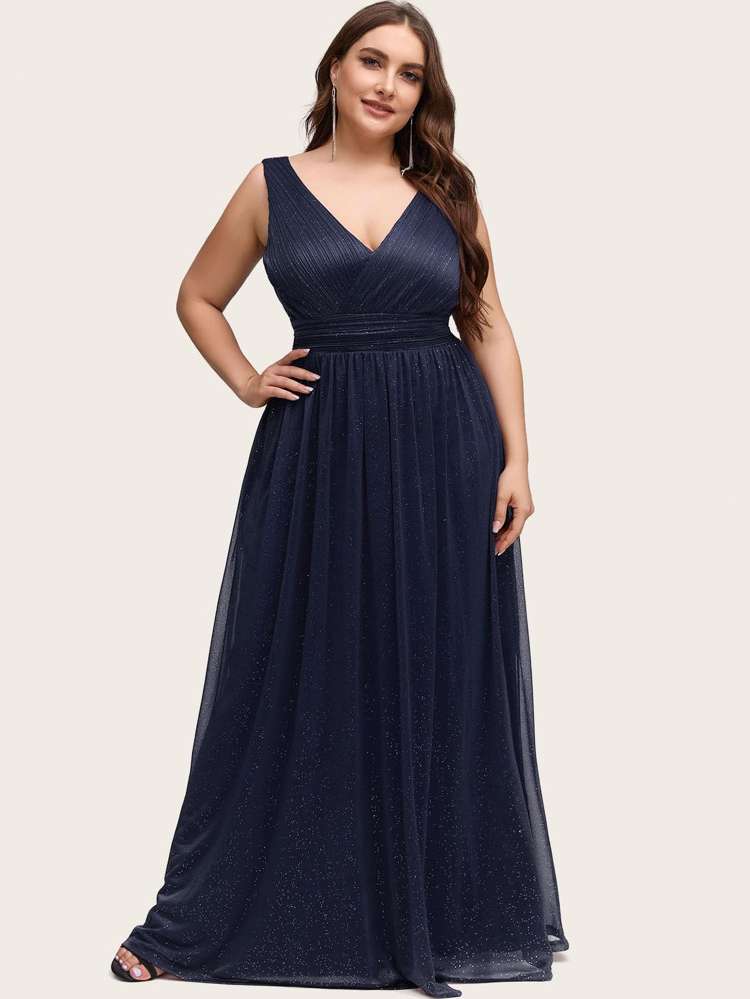  Sleeveless Regular Fit Plain Plus Size Wedding Party Wear 5927