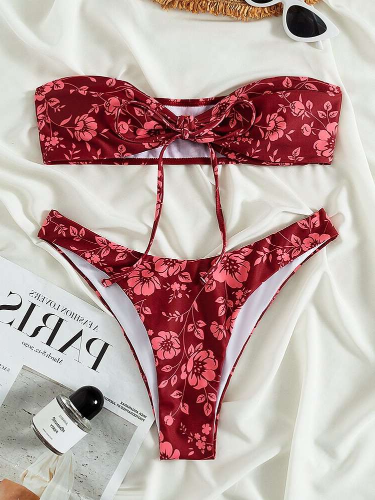 Burgundy Bandeau  Women Swimwear 152