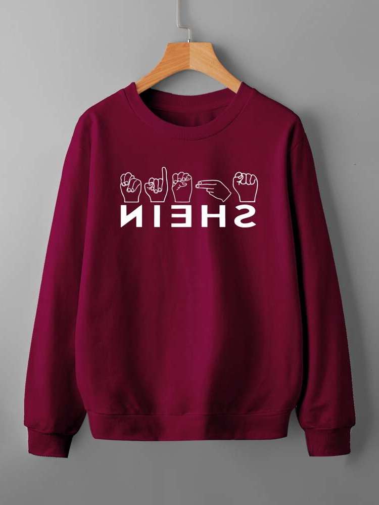 Burgundy  Long Sleeve Women Sweatshirts 6794