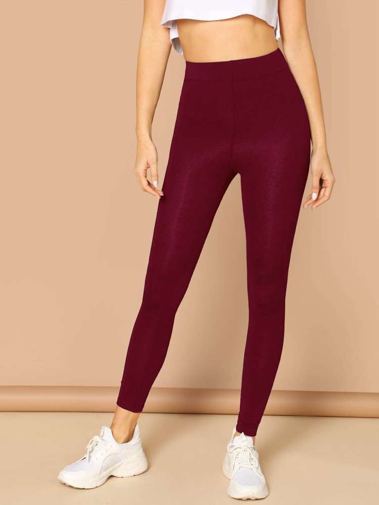  Burgundy Women Leggings 2416