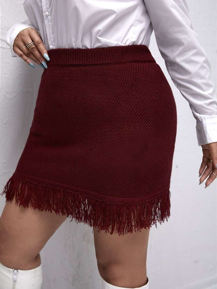  Fringe Casual Plus Size Sweater Skirts 8170