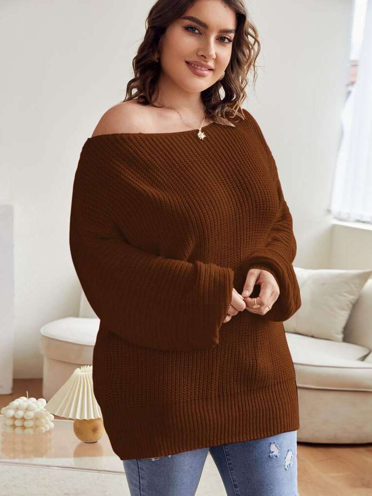 Regular Fit Long Casual Plus Size Sweaters 67